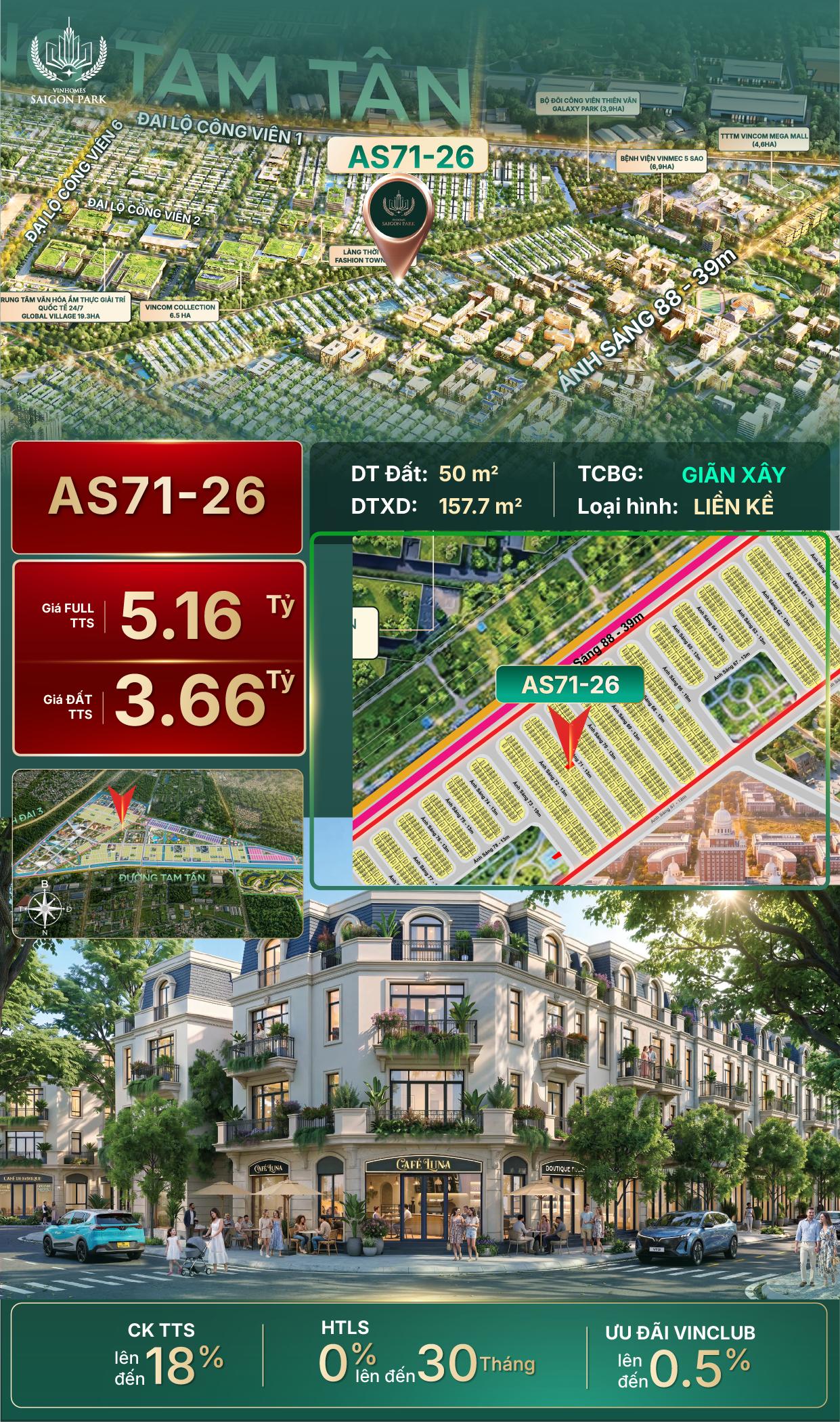 Bán căn giãn xây Vinhomes Hóc Môn diện tích 50m2